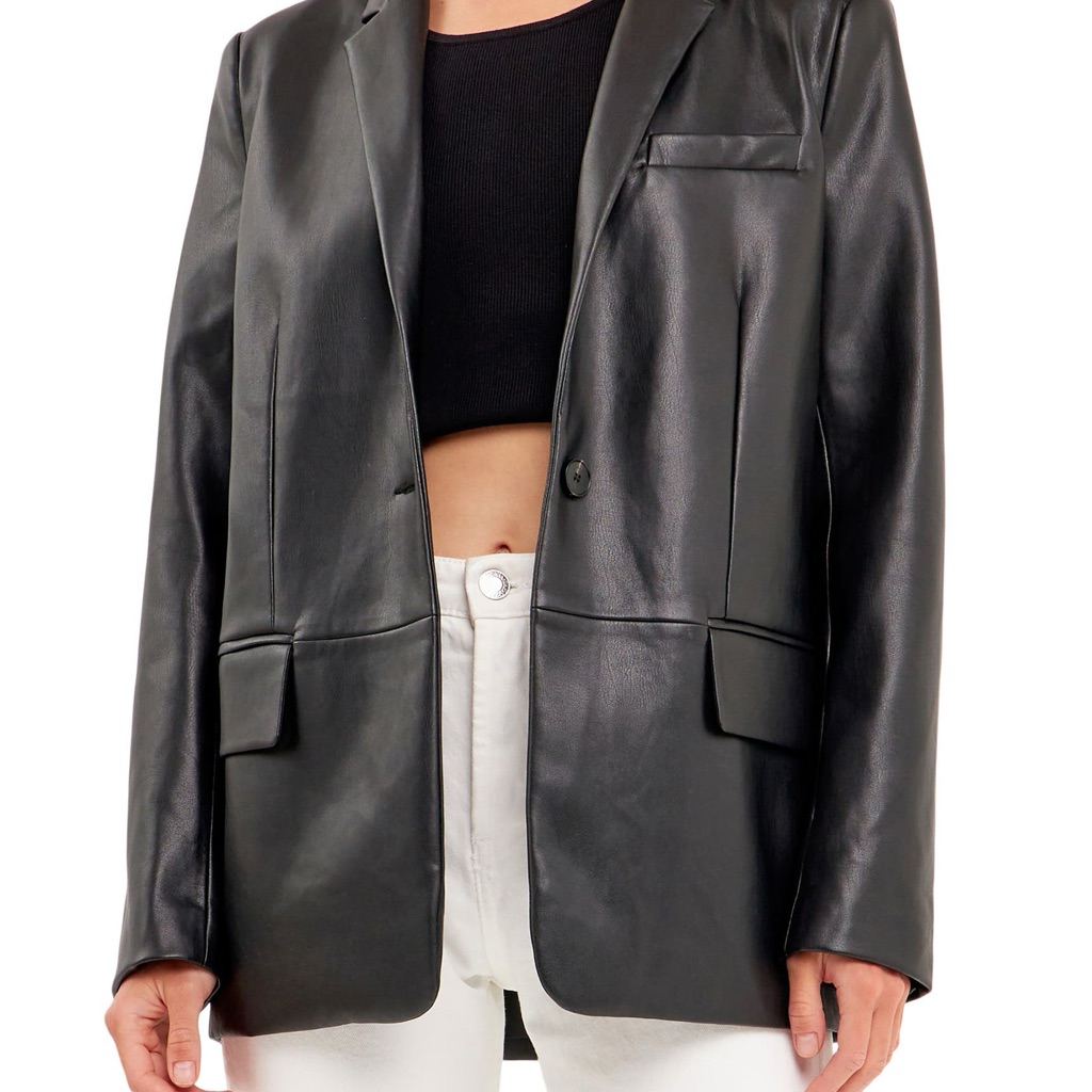 Endless Rose Faux Leather Blazer